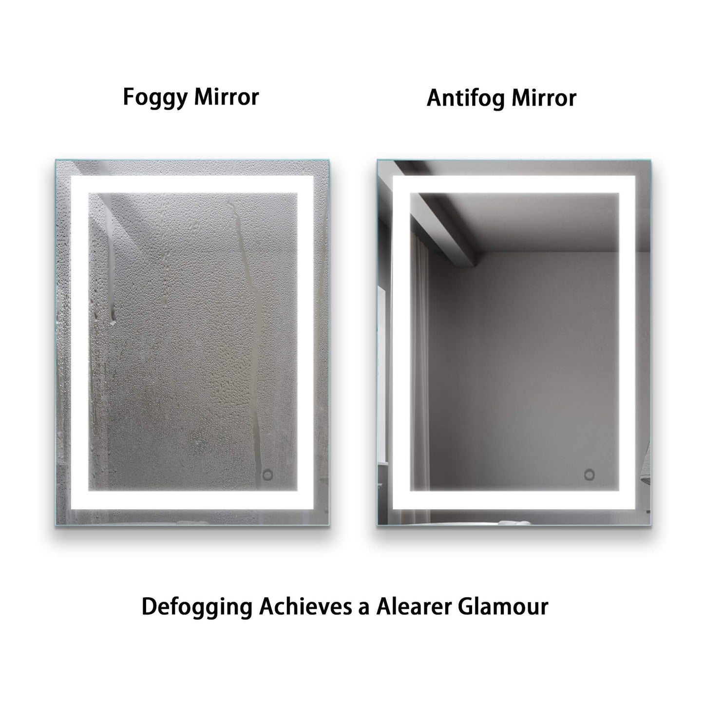 LED Lighted Bathroom Wall Mounted Mirror with High Lumen+Anti-Fog Separately Control+Dimmer Function