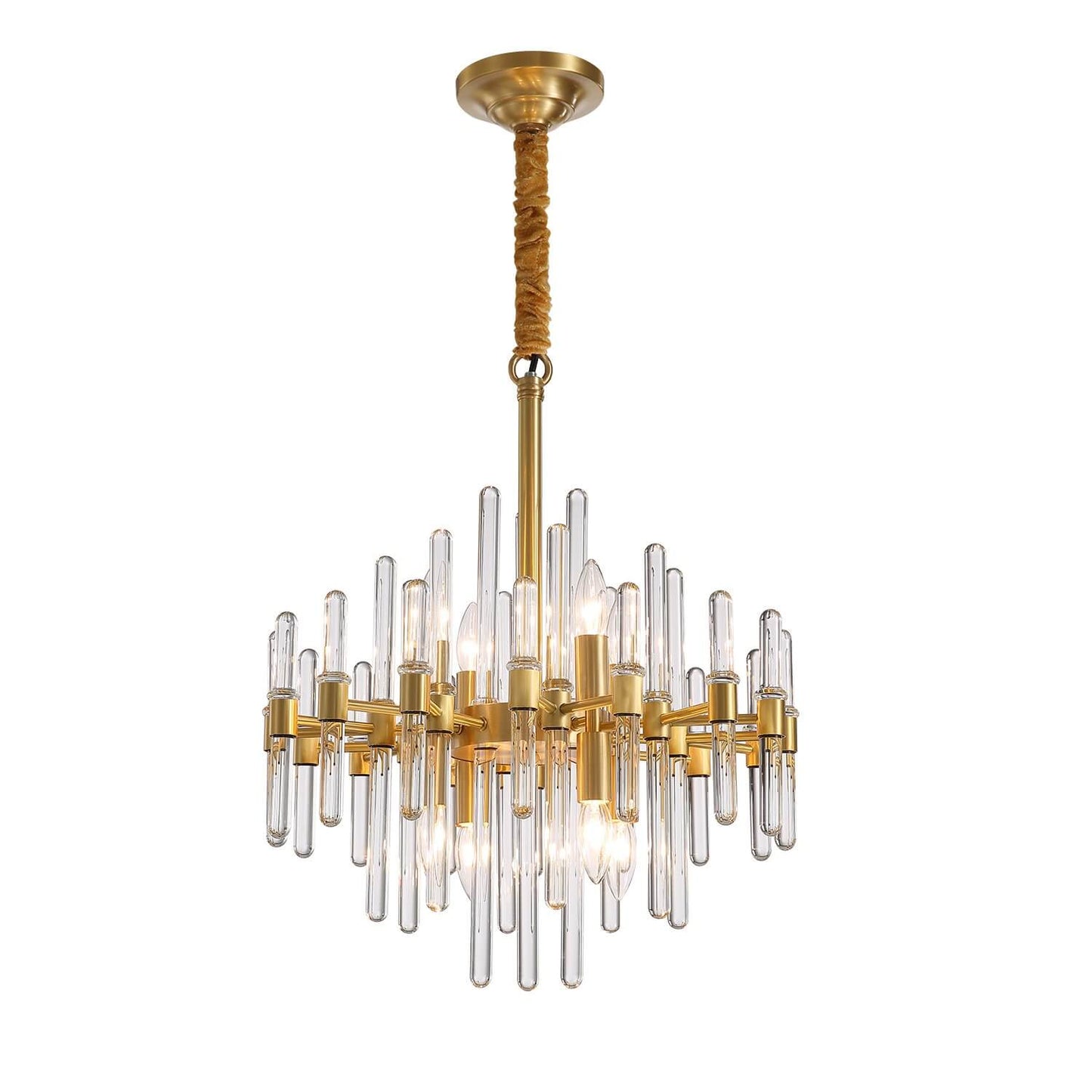Chandelier Crystal with Round Shade Gold