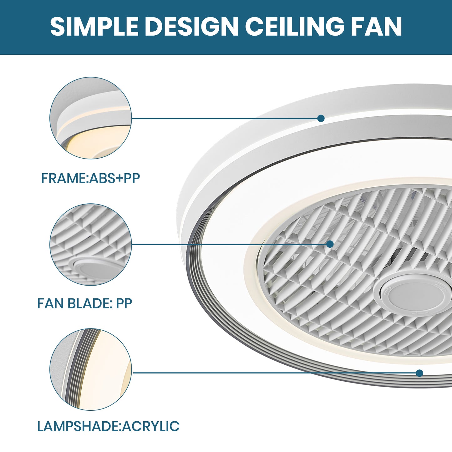 LUDOMIDE Bladeless Ceiling Fans with Lights