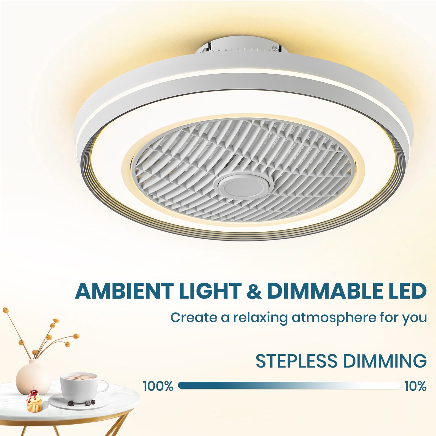 LUDOMIDE Bladeless Ceiling Fans with Lights