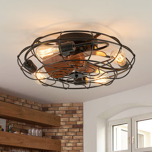 LUDOMIDE Caged Ceiling Fans with Lights and Remote