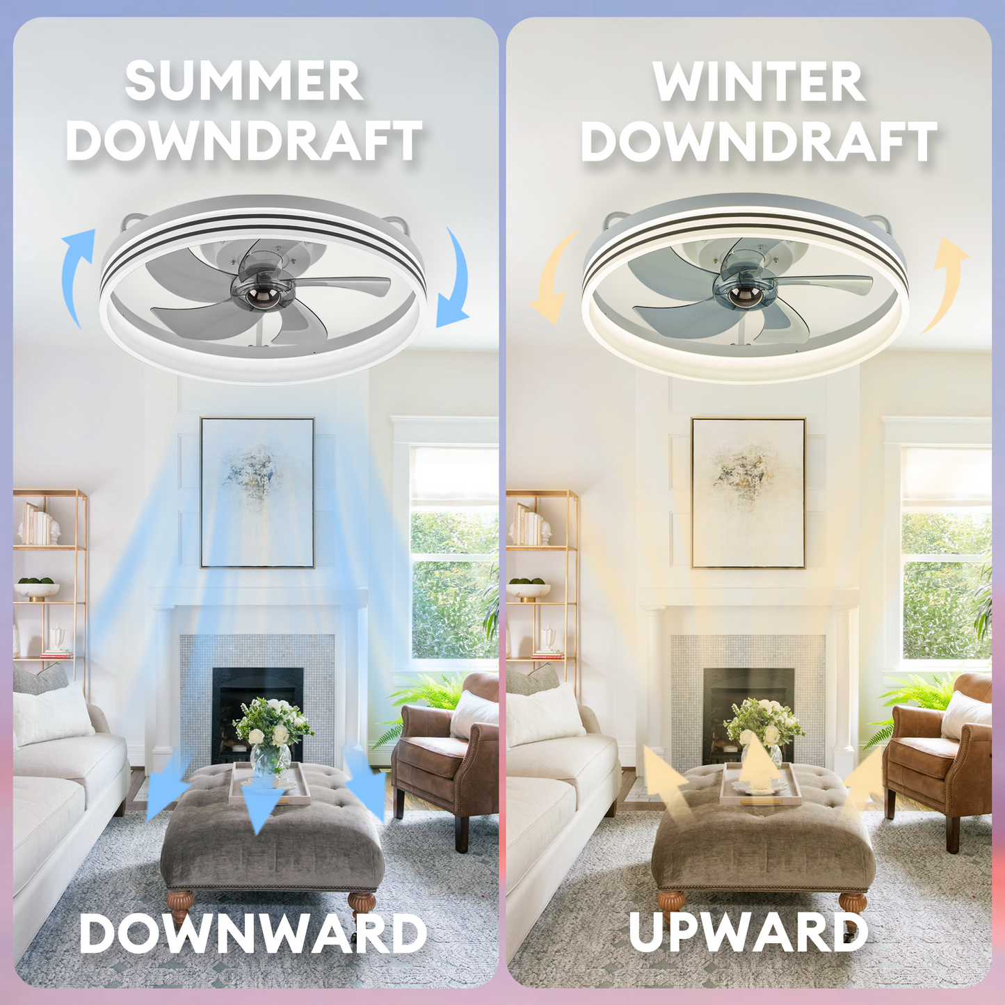 LUDOMIDE Smart Low Profile White Ceiling Fan for Bedroom