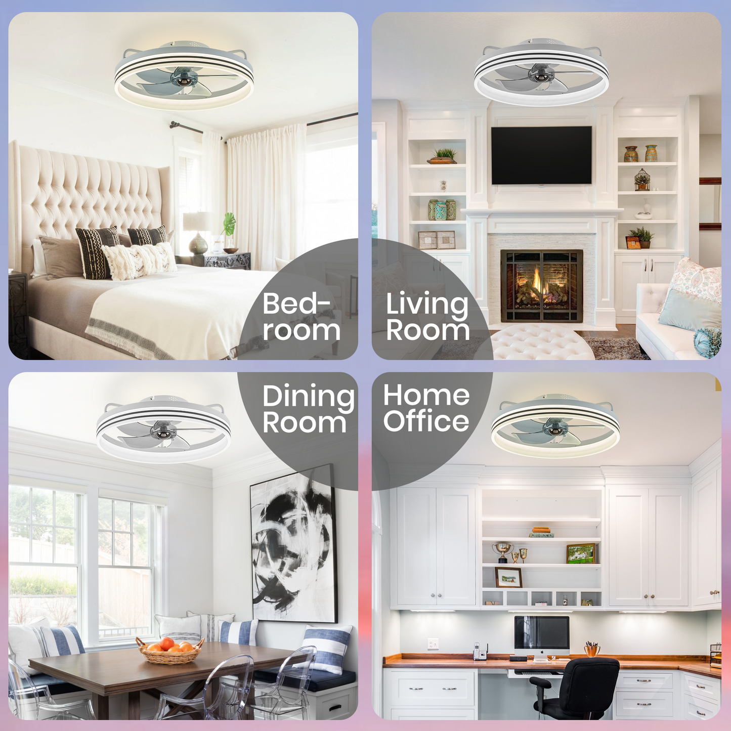 LUDOMIDE Smart Low Profile White Ceiling Fan for Bedroom