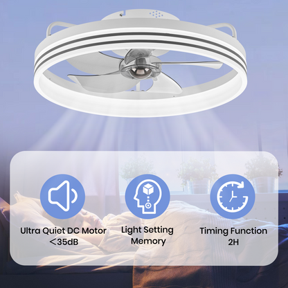 LUDOMIDE Smart Low Profile White Ceiling Fan for Bedroom