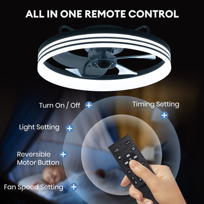 LUDOMIDE Black Smart Low Profile Ceiling Fan