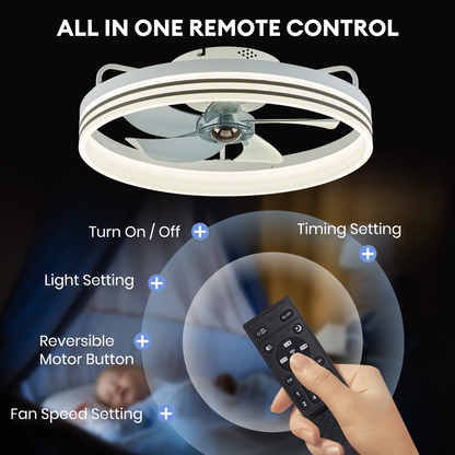 LUDOMIDE Smart Low Profile White Ceiling Fan for Bedroom