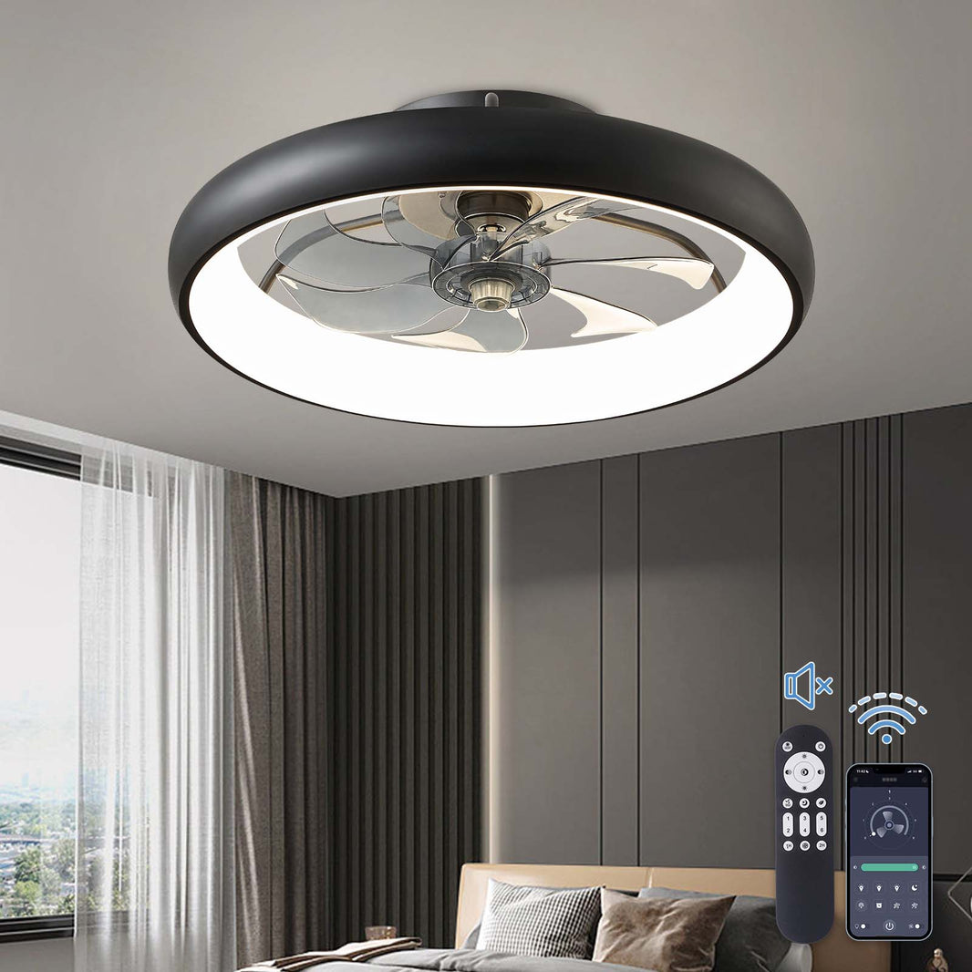 Best 2023 Modern Flush Mount Ceiling Fan With Lights LUDOMIDE