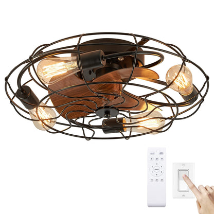 LUDOMIDE Caged Ceiling Fans with Lights and Remote