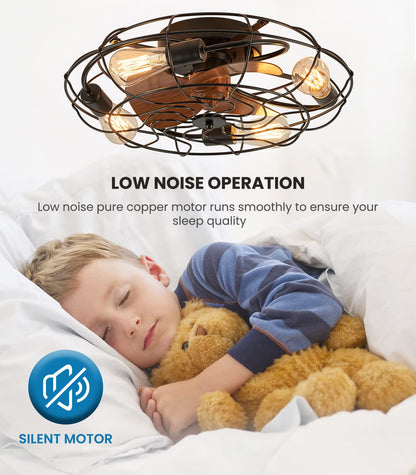 LUDOMIDE Caged Ceiling Fans with Lights and Remote