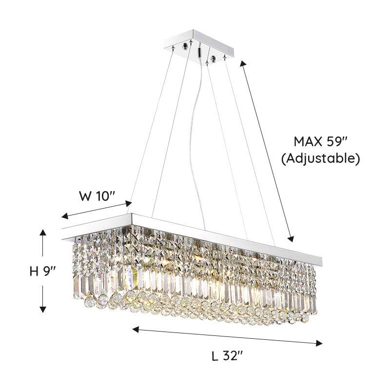 Modern Raindrop Rectangular Crystal Chandelier