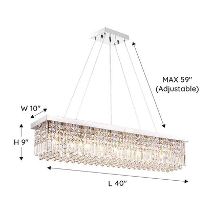 Modern Raindrop Rectangular Crystal Chandelier