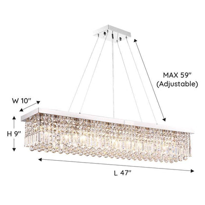 Modern Raindrop Rectangular Crystal Chandelier