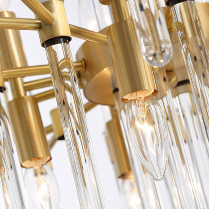 Chandelier Crystal with Round Shade Gold