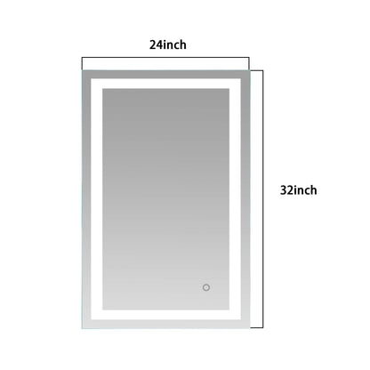LED Lighted Bathroom Wall Mounted Mirror with High Lumen+Anti-Fog Separately Control+Dimmer Function