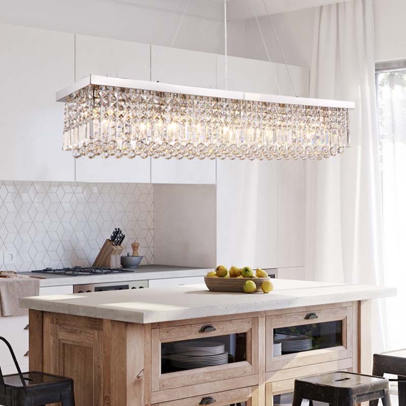 Modern Raindrop Rectangular Crystal Chandelier For Dining Room ...