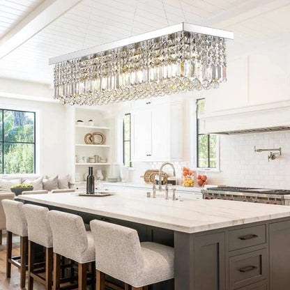 Modern Raindrop Rectangular Crystal Chandelier