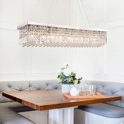 Modern Raindrop Rectangular Crystal Chandelier